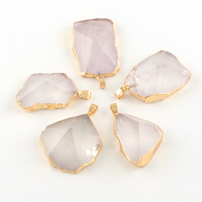 Golden Plated Faceted Natural Rose Quartz Pendants with Iron Clasps 4055x2938x1118mm Hole 6x4mm
Golden Plated Faceted Natural Rose Quartz Pendants with Iron Clasps 4055x2938x1118mm Hole 6x4mm