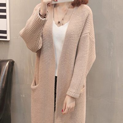 2018 autumn&winter new sweater jacket womens sweater Korean version of the loose in the long cardigan pure color
2018 autumn&winter new sweater jacket womens sweater Korean version of the loose in the long cardigan pure color