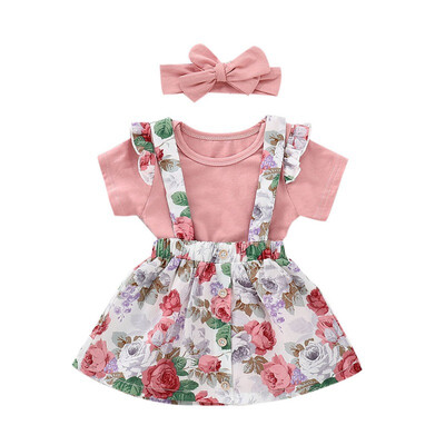 Infant Baby Girls Summer Clothes Floral Jumpsuit Strap Skirt Clothing Set Newborn Girl Short Sleeve Strap Skirts Headband
Infant Baby Girls Summer Clothes Floral Jumpsuit Strap Skirt Clothing Set Newborn Girl Short Sleeve Strap Skirts Headband