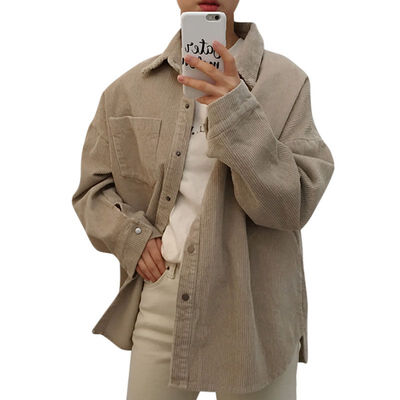 Women Spring Autumn Lapel Long-Sleeved Solid Color Coat Loose Casual Pocket Corduroy Jacket
Women Spring Autumn Lapel Long-Sleeved Solid Color Coat Loose Casual Pocket Corduroy Jacket