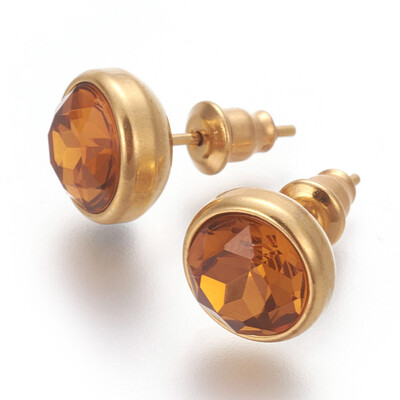 304 Stainless Steel Ear Studs with Cubic Zirconia Flat Round Golden DarkGoldenrod 10x17mm Pin 07mm
304 Stainless Steel Ear Studs with Cubic Zirconia Flat Round Golden DarkGoldenrod 10x17mm Pin 07mm