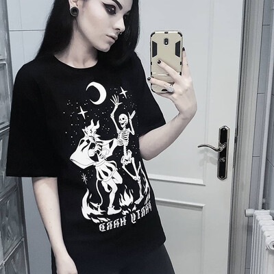 Starmoon Women Gothic Punk Black Retro Letter Moon Print Short Sleeve T-shirt Blouse Top
Starmoon Women Gothic Punk Black Retro Letter Moon Print Short Sleeve T-shirt Blouse Top