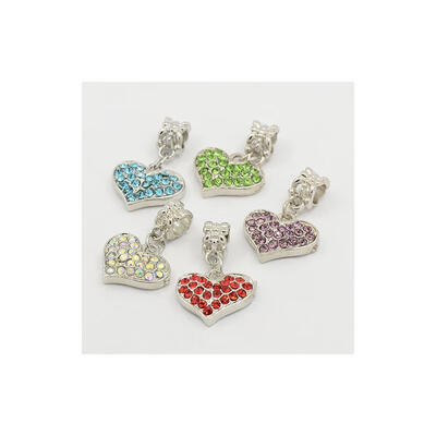 Unique Valentines Day Ideas European Heart Dangle Beads with Platinum Alloy Rhinestone Findings Mixed Color 155x18x4mm
Unique Valentines Day Ideas European Heart Dangle Beads with Platinum Alloy Rhinestone Findings Mixed Color 155x18x4mm