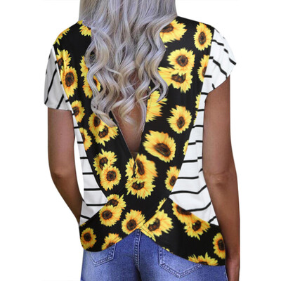Starmoon Fashion Women Sexy Loose Short Sleeve V-neck Printed Open Back T-Shirt Blouse
Starmoon Fashion Women Sexy Loose Short Sleeve V-neck Printed Open Back T-Shirt Blouse