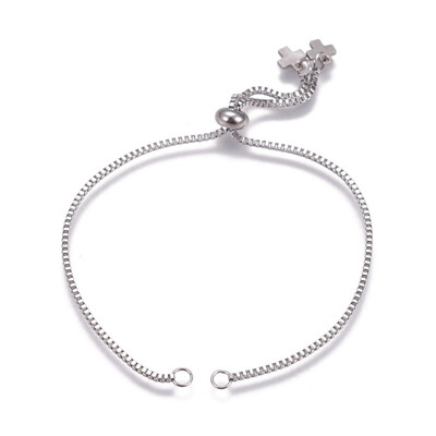 Stainless Steel Slider Bracelet Makings with Box Chains Cross Stainless Steel Color Single Chain 4-14"109cm Total Length
Stainless Steel Slider Bracelet Makings with Box Chains Cross Stainless Steel Color Single Chain 4-14"109cm Total Length