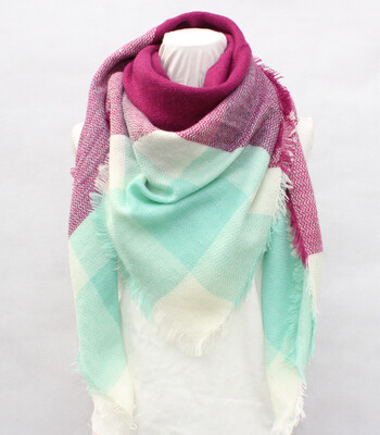 2018 autumn&winter new plaid scarf acrylic square towel export shawl super thick thick export Europe&America