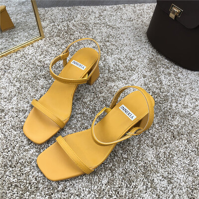 A word with thick heels Sandals Fairy Wind Summer Square Head High heels Late Wind Rome
A word with thick heels Sandals Fairy Wind Summer Square Head High heels Late Wind Rome