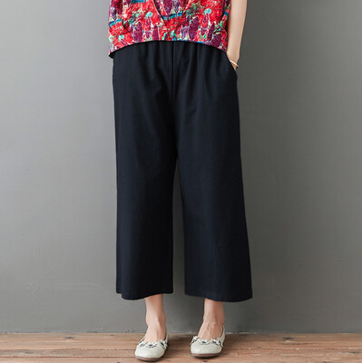 Tailored Women Casual Solid Elastic Band Long Pants Lady Summer Linen Wide leg Pants
Tailored Women Casual Solid Elastic Band Long Pants Lady Summer Linen Wide leg Pants