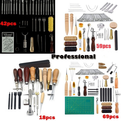 18425969pcs Professional Leather Craft Tools Kit for Hand Sewing Sewing Stitching Working Wheels Stamping Punch Tools Set
18425969pcs Professional Leather Craft Tools Kit for Hand Sewing Sewing Stitching Working Wheels Stamping Punch Tools Set