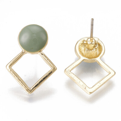 Alloy Stud Earrings with Enamel Rhombus with Flat Round Light Gold DarkSeaGreen 185x13mm Pin 07mm
Alloy Stud Earrings with Enamel Rhombus with Flat Round Light Gold DarkSeaGreen 185x13mm Pin 07mm