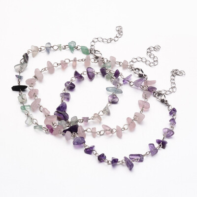 Natural Gemstone Chip Beaded Anklets with 304 Stainless Steel Lobster Claw Clasps&Iron Findings Mixed Color 10-14"260mm
Natural Gemstone Chip Beaded Anklets with 304 Stainless Steel Lobster Claw Clasps&Iron Findings Mixed Color 10-14"260mm