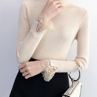 Autumn Winter Women Sweaters Lace Patchwork Knitted Pullover Women Turtleneck Lady Pullovers Female Jumper Pull Femme
Autumn Winter Women Sweaters Lace Patchwork Knitted Pullover Women Turtleneck Lady Pullovers Female Jumper Pull Femme