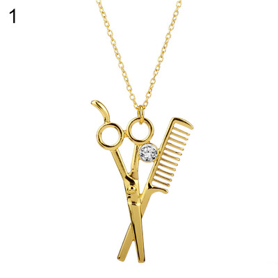 Unisex Trendy Hair Stylist Rhinestone Inlaid Jewelry Scissor Comb Pendant Necklace
Unisex Trendy Hair Stylist Rhinestone Inlaid Jewelry Scissor Comb Pendant Necklace