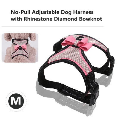 Dog Harness No-Pull Adjustable Rhinestone Diamond Bowknot Chest Straps Bow Vest with Leash Reflective Nylon Pet Vest for Dogs
Dog Harness No-Pull Adjustable Rhinestone Diamond Bowknot Chest Straps Bow Vest with Leash Reflective Nylon Pet Vest for Dogs