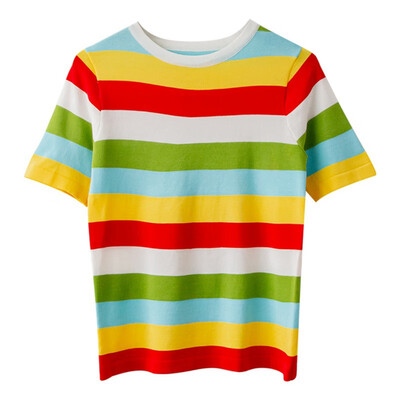 New T Shirt Women Rainbow Striped Tops 2019 Summer Sweet Short Sleeve Korean Thin Knitted Tops
New T Shirt Women Rainbow Striped Tops 2019 Summer Sweet Short Sleeve Korean Thin Knitted Tops