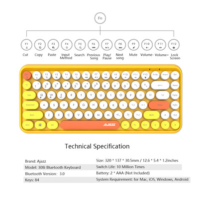 Ajazz 308i Bluetooth Keyboard Round Key Cap 10m Bluetooth Connection 84 Keys for Windows 2000 Windows XP Windows ME Windows VIS
Ajazz 308i Bluetooth Keyboard Round Key Cap 10m Bluetooth Connection 84 Keys for Windows 2000 Windows XP Windows ME Windows VIS