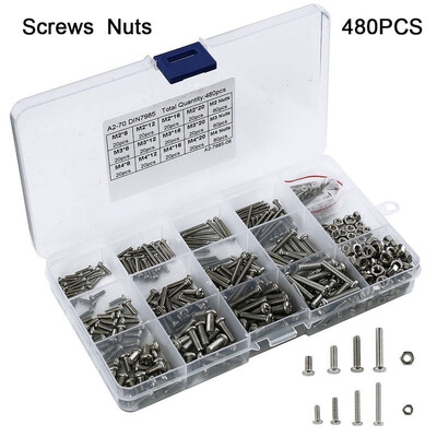 480pcs M2 M3 M4 304 Stainless Steel Hex Socket Cap Head Bolts Screws Nuts Kit Assortment Kit
480pcs M2 M3 M4 304 Stainless Steel Hex Socket Cap Head Bolts Screws Nuts Kit Assortment Kit