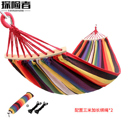 Explorer TAN XIAN ZHE Outdoor camping casual thickening widened canvas hammock indoor curved wood rollover single red crampon hammock
Explorer TAN XIAN ZHE Outdoor camping casual thickening widened canvas hammock indoor curved wood rollover single red crampon hammock