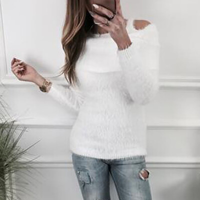 Gobestart Women Solid Fluffy Sweater Jumper Cold Shoulder Long Sleeve Pullover Tops Blouse
Gobestart Women Solid Fluffy Sweater Jumper Cold Shoulder Long Sleeve Pullover Tops Blouse