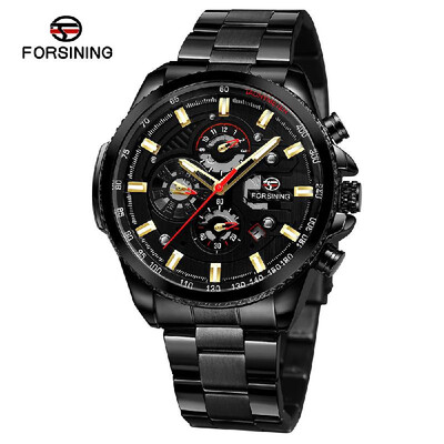 FORSINING Men Three Dials Stainless Steel Band Calendar Analog Watch Waterproof Automatic Mechanical Wrist Watch
FORSINING Men Three Dials Stainless Steel Band Calendar Analog Watch Waterproof Automatic Mechanical Wrist Watch