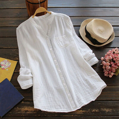 Fashion Stand Collar Long Sleeve Women Blouses Solid Office Shirt Casual Tops Button Pocket camisas mujer Plus Size -5XL
Fashion Stand Collar Long Sleeve Women Blouses Solid Office Shirt Casual Tops Button Pocket camisas mujer Plus Size -5XL