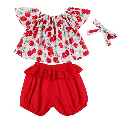 Kids Clothes Baby Girls Clothes Casual Cherry Pattern Off Shoulder Sleeve Tops BlouseShortsHeadband Suits Costume Set
Kids Clothes Baby Girls Clothes Casual Cherry Pattern Off Shoulder Sleeve Tops BlouseShortsHeadband Suits Costume Set
