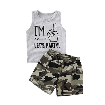 Children Clothes Summer Kids Boys Sleeveless Letter Print Tops T-shirtCamouflage Shorts Baby Casual Outfits Sets
Children Clothes Summer Kids Boys Sleeveless Letter Print Tops T-shirtCamouflage Shorts Baby Casual Outfits Sets