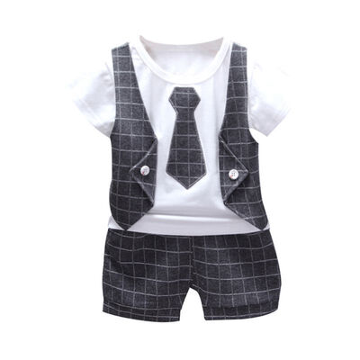 Summer Baby Boys Clothes Short Sleeve Fake 2 Piece Gentle Plaid Print Tops T-shirtShorts Casual Outfits Sets
Summer Baby Boys Clothes Short Sleeve Fake 2 Piece Gentle Plaid Print Tops T-shirtShorts Casual Outfits Sets