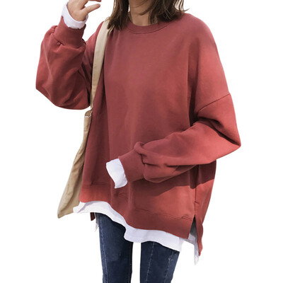 Women Casual Fake Two-piece Stitching Loose Sweashirt Round Collar Pullover Long Sleeve Solid Color Sweatshirt Tops
Women Casual Fake Two-piece Stitching Loose Sweashirt Round Collar Pullover Long Sleeve Solid Color Sweatshirt Tops