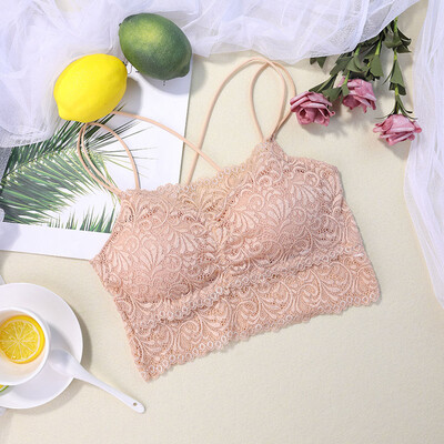 Fashion Lace Patchwork Sling Detachable Chest Pad Seamless Back Cross Bra Tube Tops Solid Color Camisoles Slim Tops Women
Fashion Lace Patchwork Sling Detachable Chest Pad Seamless Back Cross Bra Tube Tops Solid Color Camisoles Slim Tops Women
