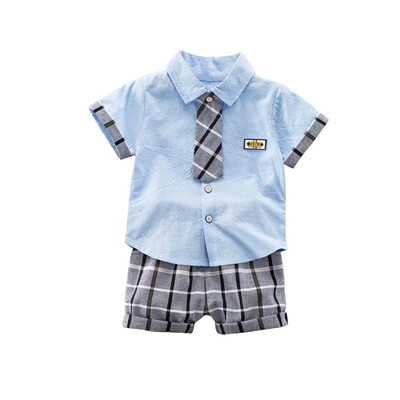 2019 New childrens suit baby boys clothes with tie short-sleeved shirt short sleeveplaid shorts 2pcs
2019 New childrens suit baby boys clothes with tie short-sleeved shirt short sleeveplaid shorts 2pcs