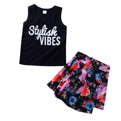 New Girls 2018 Summer Cotton Sleeveless Letter Printed Tank Top Floral Printed Skirt 2 Piece Set Children Clothing Set
New Girls 2018 Summer Cotton Sleeveless Letter Printed Tank Top Floral Printed Skirt 2 Piece Set Children Clothing Set