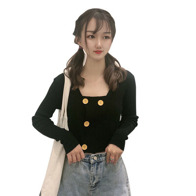 Solid Color Women Button knitted Tshirt Autumn Ladies Long Sleeve Solid Color Harajuku Top Clothes Streetwear
Solid Color Women Button knitted Tshirt Autumn Ladies Long Sleeve Solid Color Harajuku Top Clothes Streetwear
