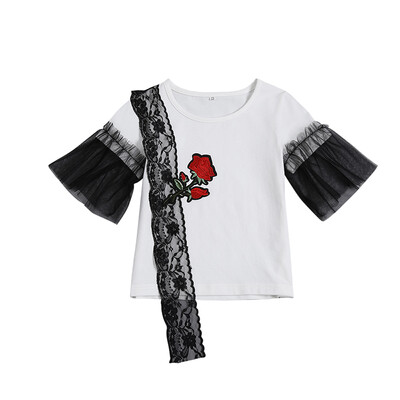 2019 Baby boy girl t-shirt cotton soft embroidered rose lace side ruffled sleeve top for 5-9T
2019 Baby boy girl t-shirt cotton soft embroidered rose lace side ruffled sleeve top for 5-9T