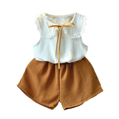 Baby girl clothes set summer sleeveless doll collar shirt bow-knot tieshorts children girl set two color
Baby girl clothes set summer sleeveless doll collar shirt bow-knot tieshorts children girl set two color