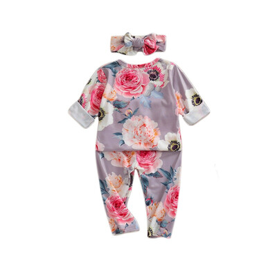 Spring Autumn Casual Baby Flower Printing Long Sleeve Top And Trousers And Headband Kids Two-piece Outfit Set
Spring Autumn Casual Baby Flower Printing Long Sleeve Top And Trousers And Headband Kids Two-piece Outfit Set