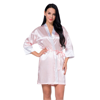 Women Silk Satin Short Night Robe Solid Kimono Robe Fashion Bath Robe Sexy Bathrobe Peignoir Femme Wedding Bride Women Robe
Women Silk Satin Short Night Robe Solid Kimono Robe Fashion Bath Robe Sexy Bathrobe Peignoir Femme Wedding Bride Women Robe