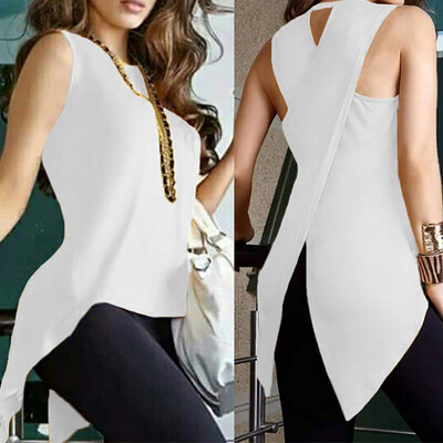 Summer Sexy Sleeveless T-shirt Ladies Sleeveless O-neck Cross Slim Dovetail T Shirt Women Plus Size -XL 
Summer Sexy Sleeveless T-shirt Ladies Sleeveless O-neck Cross Slim Dovetail T Shirt Women Plus Size -XL