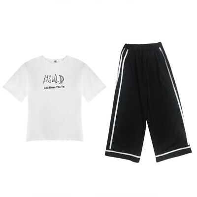 Women Loose White t-Shirt Simple Letter Pattern Female Tops Side Striped Wide-Leg Pants Black Two-Piece Woman Suits
Women Loose White t-Shirt Simple Letter Pattern Female Tops Side Striped Wide-Leg Pants Black Two-Piece Woman Suits