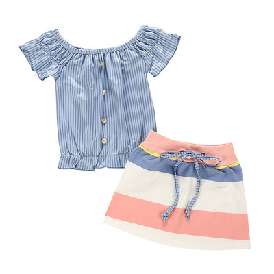 Summer 2Pcs Short Sleeve Cotton Striped Printing T-shirtBlouse Skirts Clothing Set Casual Girls Boutique Outfits Kids Clothes
Summer 2Pcs Short Sleeve Cotton Striped Printing T-shirtBlouse Skirts Clothing Set Casual Girls Boutique Outfits Kids Clothes