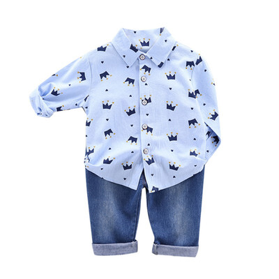 Autumn Children kids 2pcs CLothes Set Baby Boys Casual Long Sleeve Crown Print Blouse TopsDenim Pants Trouser Costume Set
Autumn Children kids 2pcs CLothes Set Baby Boys Casual Long Sleeve Crown Print Blouse TopsDenim Pants Trouser Costume Set