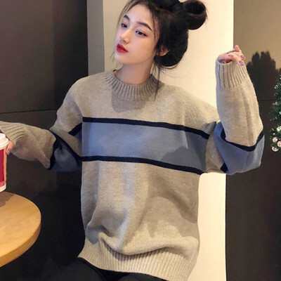 Women 2019 Spring Autumn Sweater Knitted Casual Sweaters O-Neck Long Sleeve Loose Fashion Pullover Tops Striped Tops
Women 2019 Spring Autumn Sweater Knitted Casual Sweaters O-Neck Long Sleeve Loose Fashion Pullover Tops Striped Tops