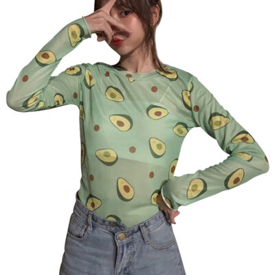 Women\s Casual O Neck Avocado Print Long Sleeve Mesh Perspective Sun Protection T-Shirt New
Women\s Casual O Neck Avocado Print Long Sleeve Mesh Perspective Sun Protection T-Shirt New