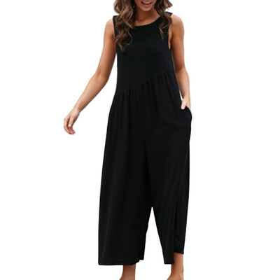 Jumpsuit Womens rompers summer new solid color sleeveless round neck vadim casual simple jumpsuit Combinaison Femme
Jumpsuit Womens rompers summer new solid color sleeveless round neck vadim casual simple jumpsuit Combinaison Femme