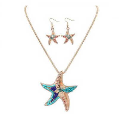 Europe Fashion Ornaments Playful Starfish Bohemian Women Starfish Pendant Necklace Earrings Nightclub Cool Jewelry Set
Europe Fashion Ornaments Playful Starfish Bohemian Women Starfish Pendant Necklace Earrings Nightclub Cool Jewelry Set