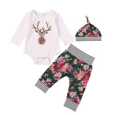 3PCS Autumn Newborn Print Baby Rompers Printed Hat Pants Long Sleeve Cartoon Christmas Baby Clothes Set Baby Girl Clothes Set
3PCS Autumn Newborn Print Baby Rompers Printed Hat Pants Long Sleeve Cartoon Christmas Baby Clothes Set Baby Girl Clothes Set