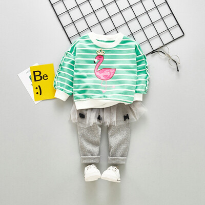 Spring Autumn Toddler Baby Kids Girls Clothes Set Lace Dress Long Sleeve Stripe Flamingo Print Sweatshirt 2PCS Childrens Cloth
Spring Autumn Toddler Baby Kids Girls Clothes Set Lace Dress Long Sleeve Stripe Flamingo Print Sweatshirt 2PCS Childrens Cloth