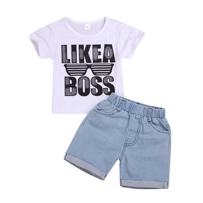 Childrens Set Clothes Summer Clothing Set Girls Boys Tops Short Sleeve T-shirt Casual Worn Denim Shorts Clothes Set
Childrens Set Clothes Summer Clothing Set Girls Boys Tops Short Sleeve T-shirt Casual Worn Denim Shorts Clothes Set