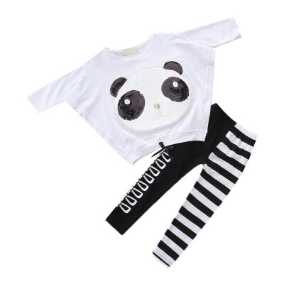 Childrens Girls Clothes Set Panda Sequined Tops T-Shirt Striped Bow Pants Costume 1T-7T Girls Sportswear 2019 New Clothes
Childrens Girls Clothes Set Panda Sequined Tops T-Shirt Striped Bow Pants Costume 1T-7T Girls Sportswear 2019 New Clothes