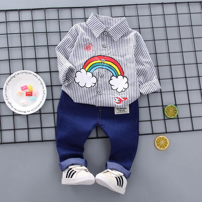 2019 Autumn Baby Boy Long Sleeve Rainbow Striped Pattern Soft Cotton Shirt TopsLong Trousers Toddler Outfits
2019 Autumn Baby Boy Long Sleeve Rainbow Striped Pattern Soft Cotton Shirt TopsLong Trousers Toddler Outfits